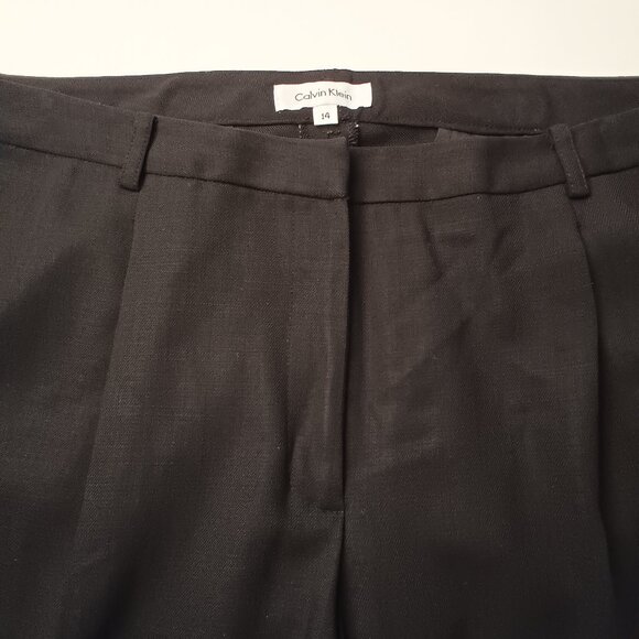 100% Wool Calvin Klein Trouser Pants Size 14 Lightweight High Rise Black Color - Picture 4 of 10